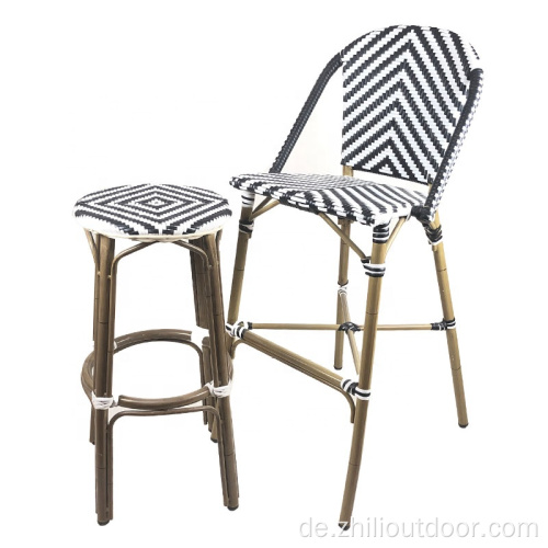 Patio French Aluminium Bistro Outdoor Rattan Bar Stuhl